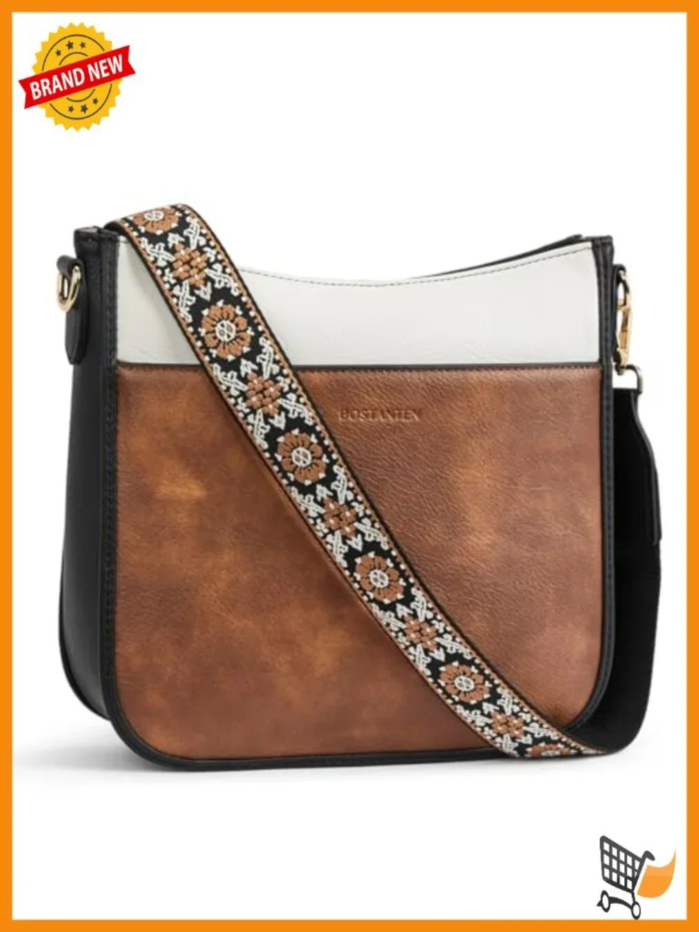 Women's Vegan Leather Crossbody Hobo Bag With Wide Shoulder Strap